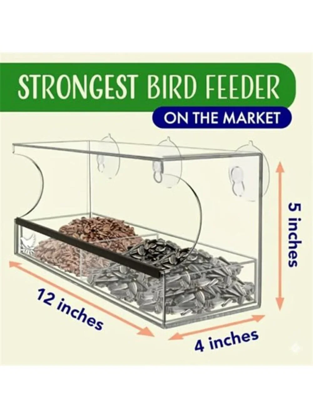 Window Bird Feeder by Nature’s Hangout - Award-Winning Clear Acrylic Bird Feeder